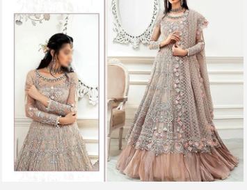 Handwork Heavy Embroidered Bridal Net Maxi Dress (DZ13949)